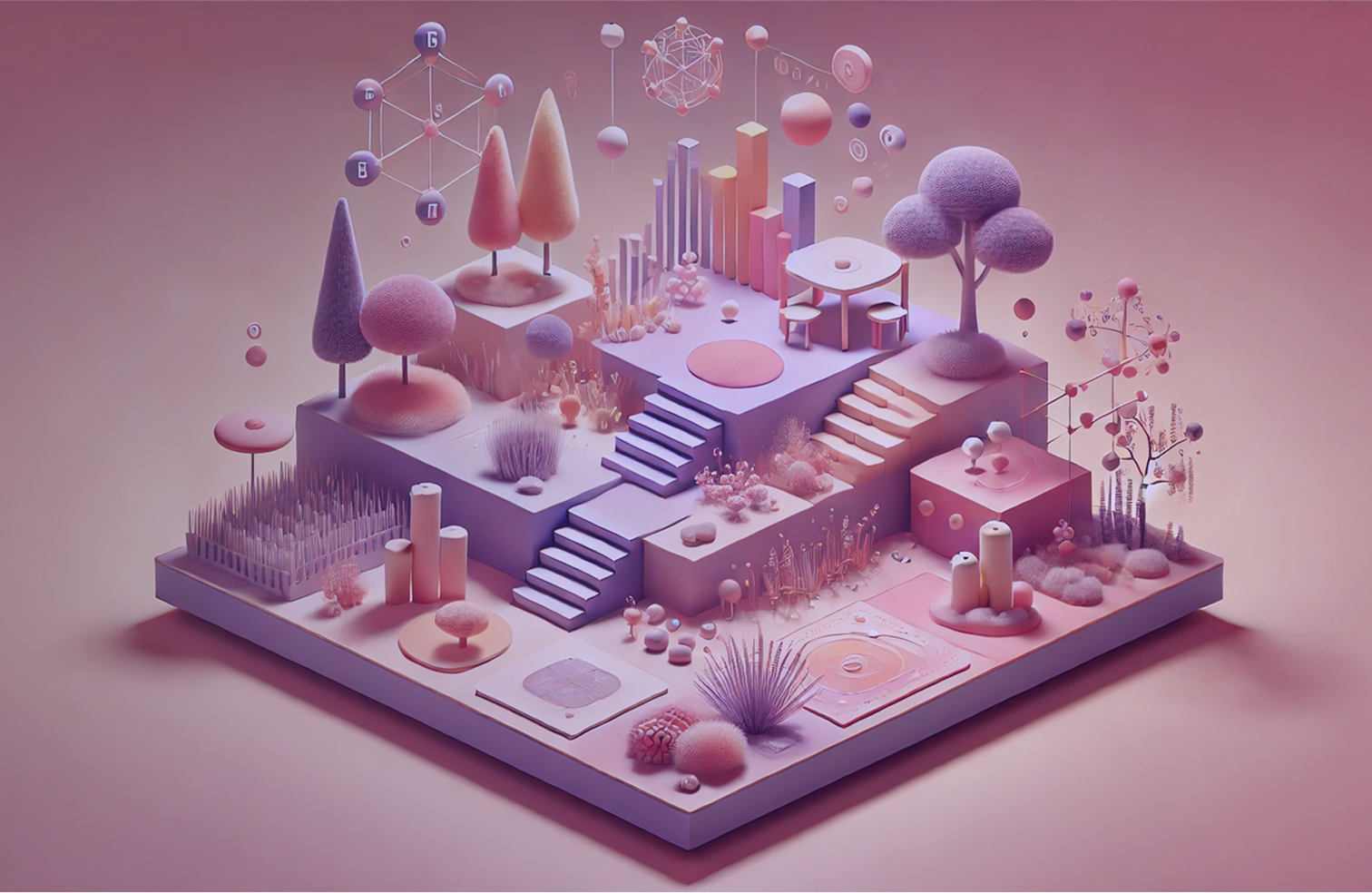 Isometric illustration of a digital landscape